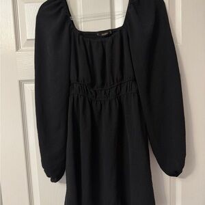Hesperus Black Puff Sleeve Smocked Mini Dress Size S